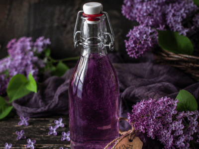 Fliedersirup in der Flasche als Mitbringsel